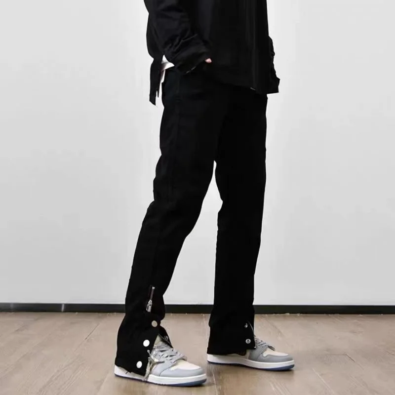 

Men Casual Pants Joggers Chic Streetwear Button Zipper Cargo Harem Pants for Male Tracksuits Sport School Student Clothing