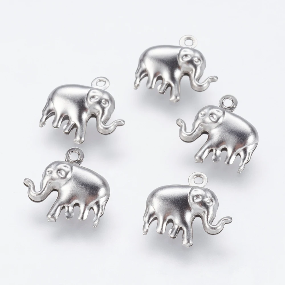 

20pcs 304 Stainless Steel Elephant Charms Cute Animal Charms for jewelry making DIY Earring bracelets Decor,14.5x15x5mm,Hole:1mm