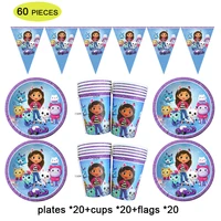 gabby dollhouse birthday party decorations banner flags gabby dollhouse party cups plates supplies disposable tableware set