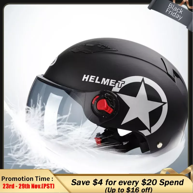 

55-64cm Motorcycle Helmets Open Face Safety Kick Scooter Electric Motos Flip Up Half Face Helmet Casque Vintage De Seguridad