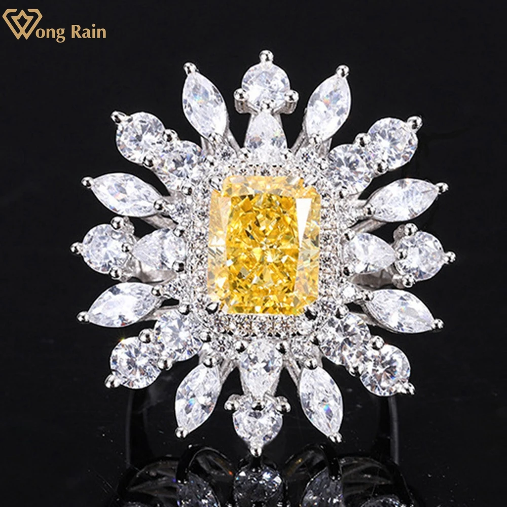 

Wong Rain, роскошное кольцо из стерлингового серебра 925 пробы с кубическим льдом, созданное из моиссанита, обручальное кольцо для женщин, ювелир...