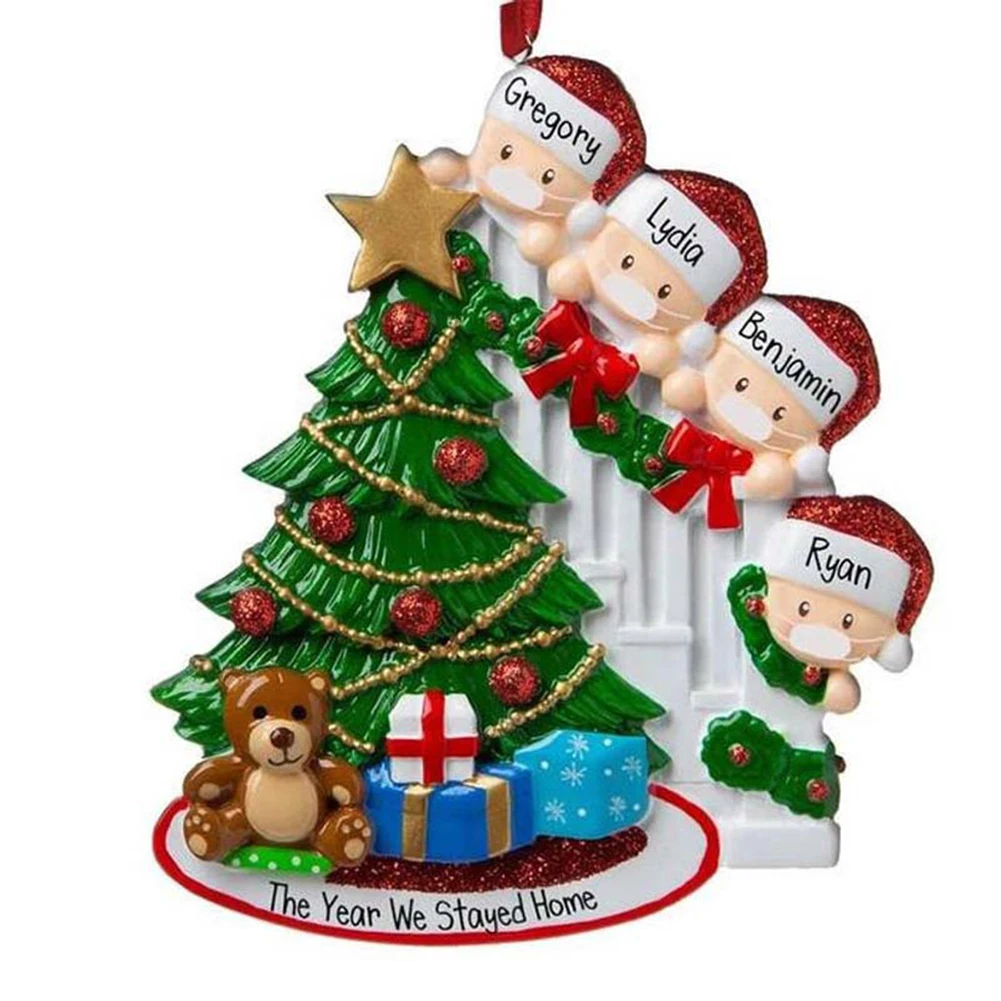 

Смола 2021, Рождественское украшение, персонализированная семья 2/3/4/5 с декором для дерева, «сделай сам», подвесная елка, подвесной подарок