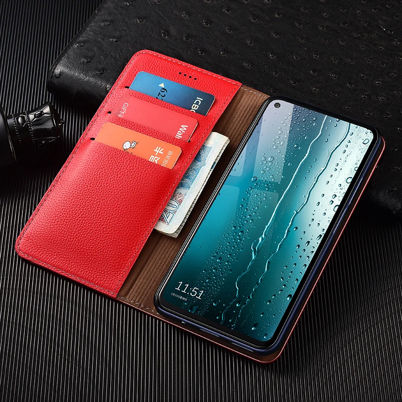 

Роскошный кожаный чехол-кошелек Lychee для телефона XiaoMi Redmi Note 5 6 7 8 8T 8 9 9s 9T Pro Max, Магнитный флип-чехол
