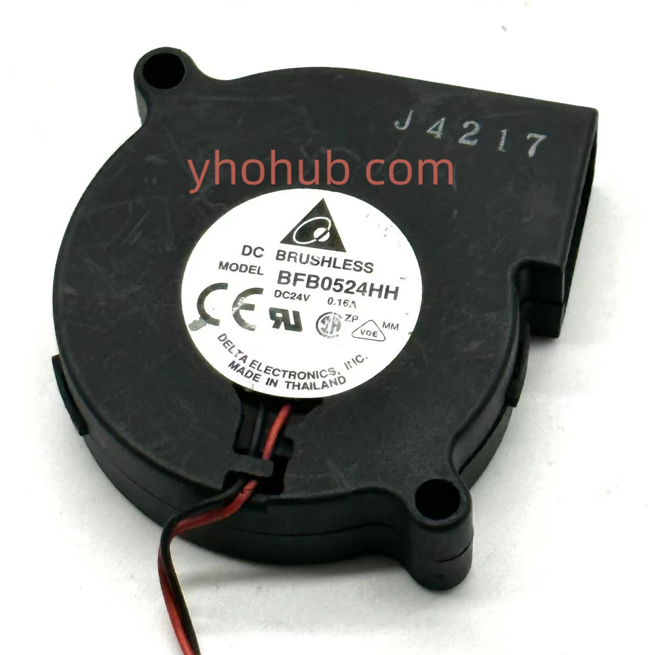 Двухпроводной охлаждающий вентилятор для сервера Delta Electronics BFB0524HH, постоянный ток 24 В, 0,16 А, 51x51x15 мм