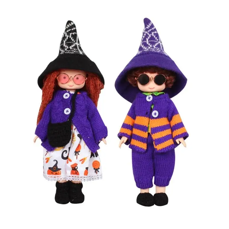 

Halloween Standing Dolls with Witch Hat & Suits Tabletop Home Ornaments