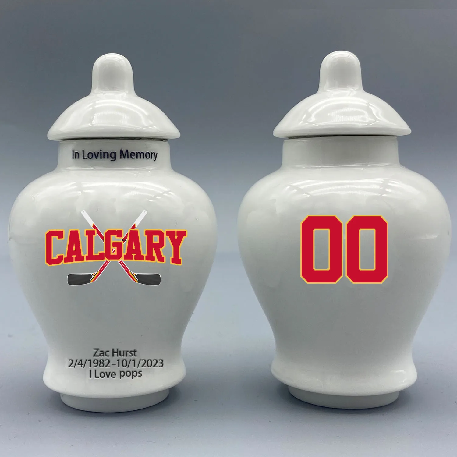 Мини-урна для хоккея с тематикой Калгари. Пожалуйста пришлите мне информацию о