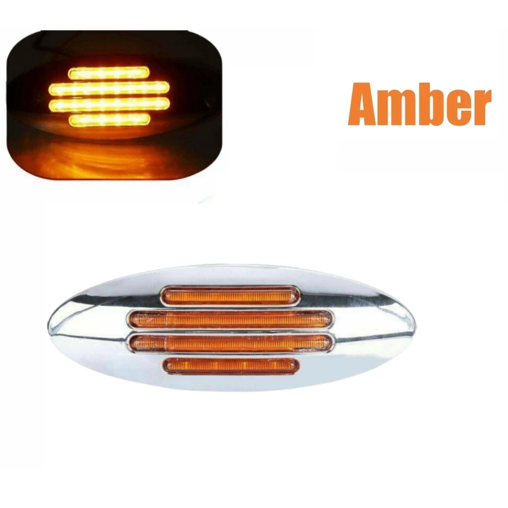 

Боковой габаритный фонарь для грузовика/прицепа, 24 светодиода, овальный, хромированный корпус, 12В, сигнальная лампа заднего хода, светодиодный габаритный фонарь для автодомов, фургонов, грузовиков