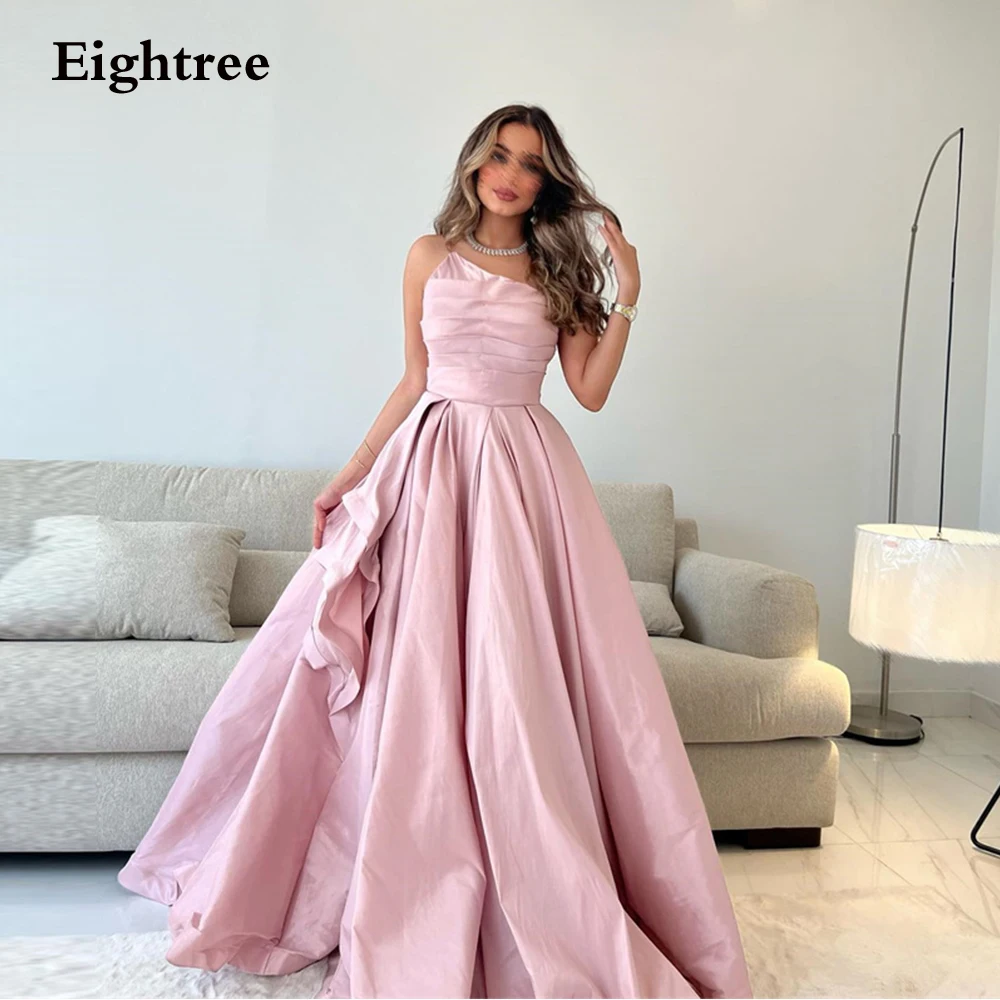 

Элегантное розовое платье для выпускного вечера, атласное длинное ТРАПЕЦИЕВИДНОЕ Плиссированное Платье из Саудовской Аравии, бальное платье для вечеринки, 2023