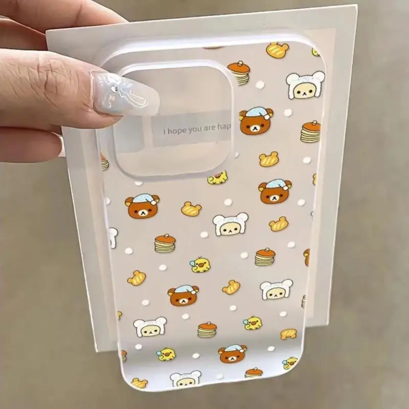 Kawaii милый чехол для мобильного телефона Sanrio Rilakkuma Iphone16Promax/15/14/13/12/11 мультфильм