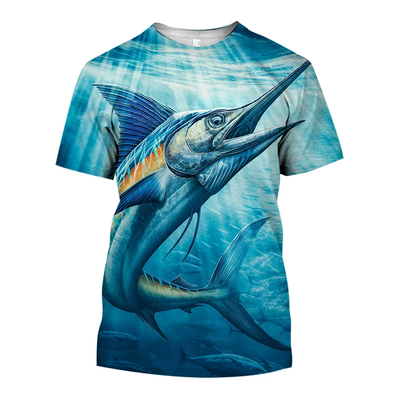

Men's T-Shirts for Men Clothing Unisex Fishing Graphic 3D Print Oversized Tee Shirt Summer Tops Short Sleeve Fashion Casual Fish