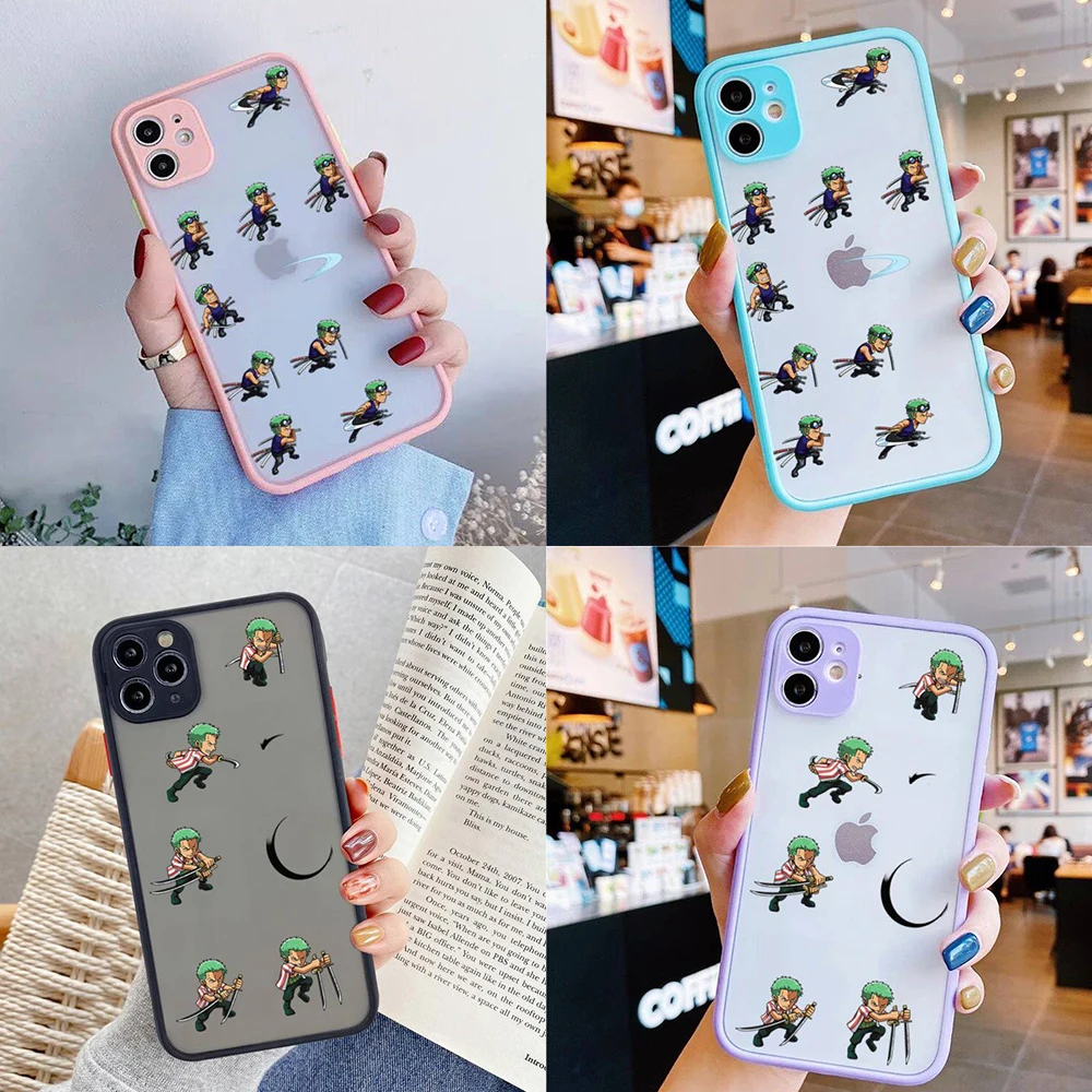 

One Piece Roronoa Zoro Phone Case For iphone 13 12 11 Pro Max Mini XS 8 7 Plus X SE 2020 XR Matte Transparent Cover