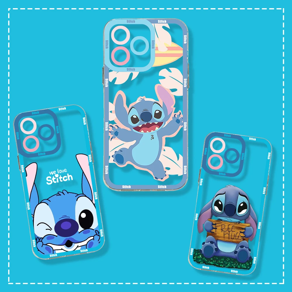 

Stitch The Baby Disney Cover Phone Case For iPhone 14 13 12 Mini 11 Pro Max X XR XS 7 8 SE 2020 Plus Silicone Transparent Cover