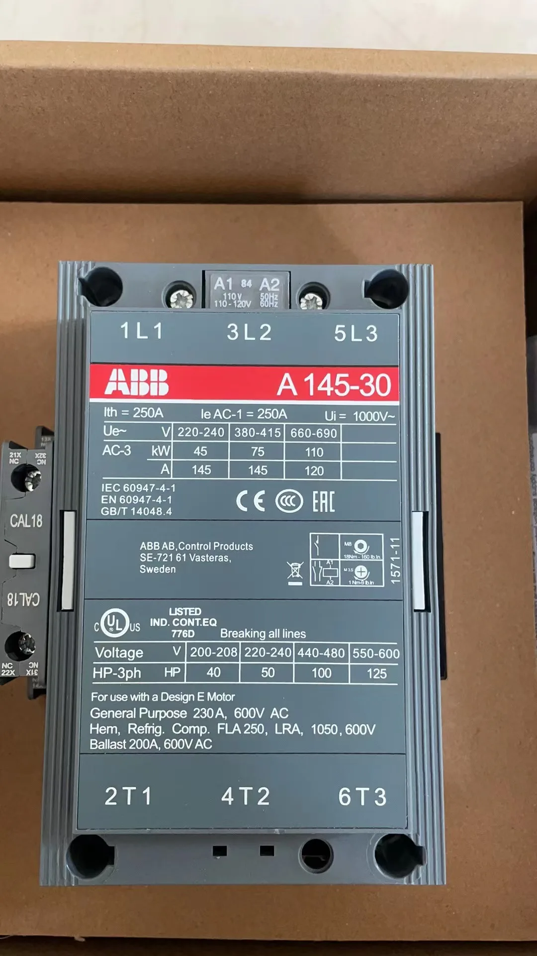 

A145-30-11 | ABB | CONTACTOR MCCB 110V