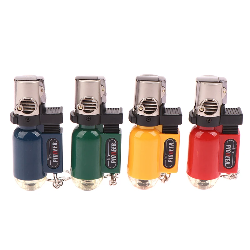 

Mini Windproof Jet Flame Butane Gas Refillable Lighter No Gas BBQ Flame Ignition Tools With Keychain (Without Gas For Safety)