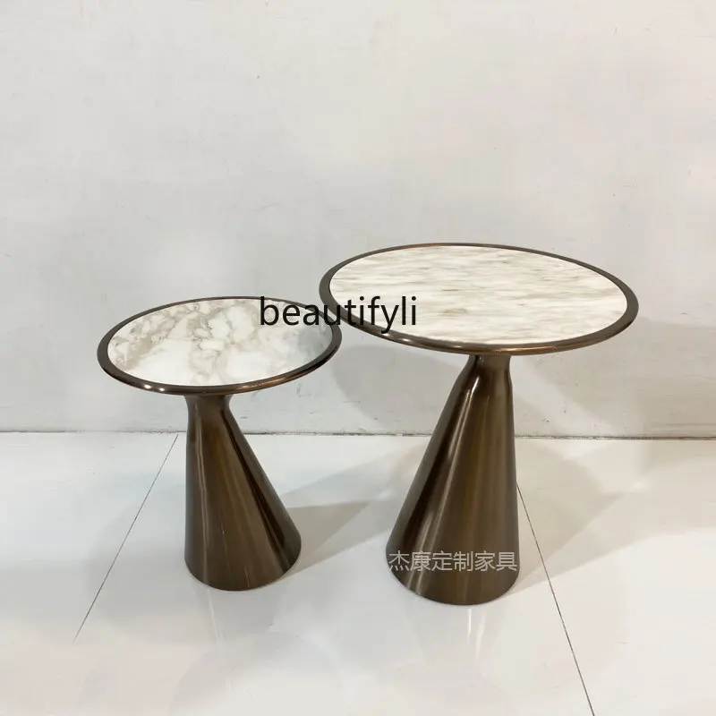 Кофейный столик современный простой круглый Угловой Столик Из Нержавеющей Стали