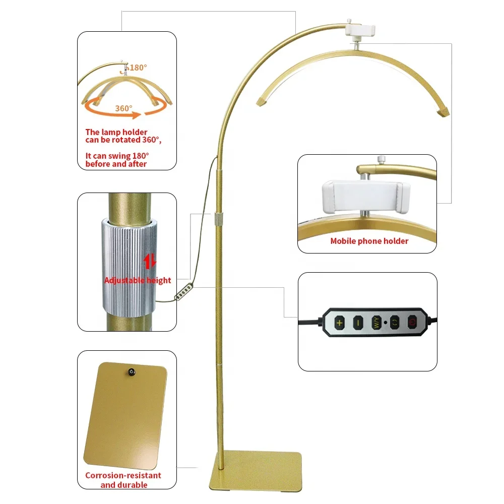 Светодиодная напольная лампа для ресниц Half Moon Beauty татуировок макияжа