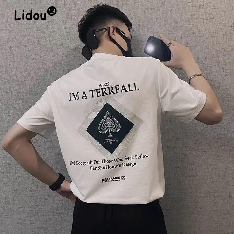 

Повседневная трендовая Молодежная футболка с надписью, летняя новая модная универсальная тонкая удобная мужская футболка с коротким рукав...