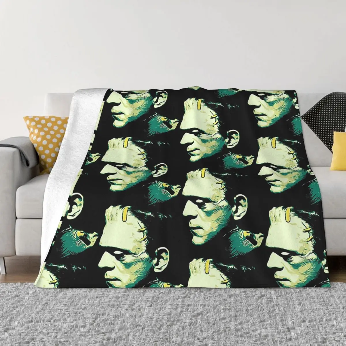 

Одеяло Frankenstein веером арт ужас Монстр бархатное весенне-осеннее многофункциональное супер мягкое покрывало для кровати спальни одеяло