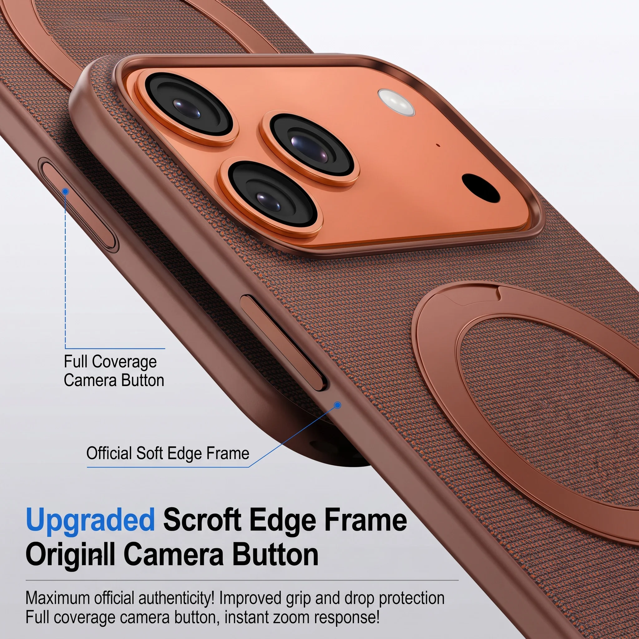Фото Чехол HANNUO Luxury Tech Woven с магнитной адсорбцией для iPhone 17 Pro Max, совместимый с беспроводной зарядкой MagSafe, с подставкой №3
