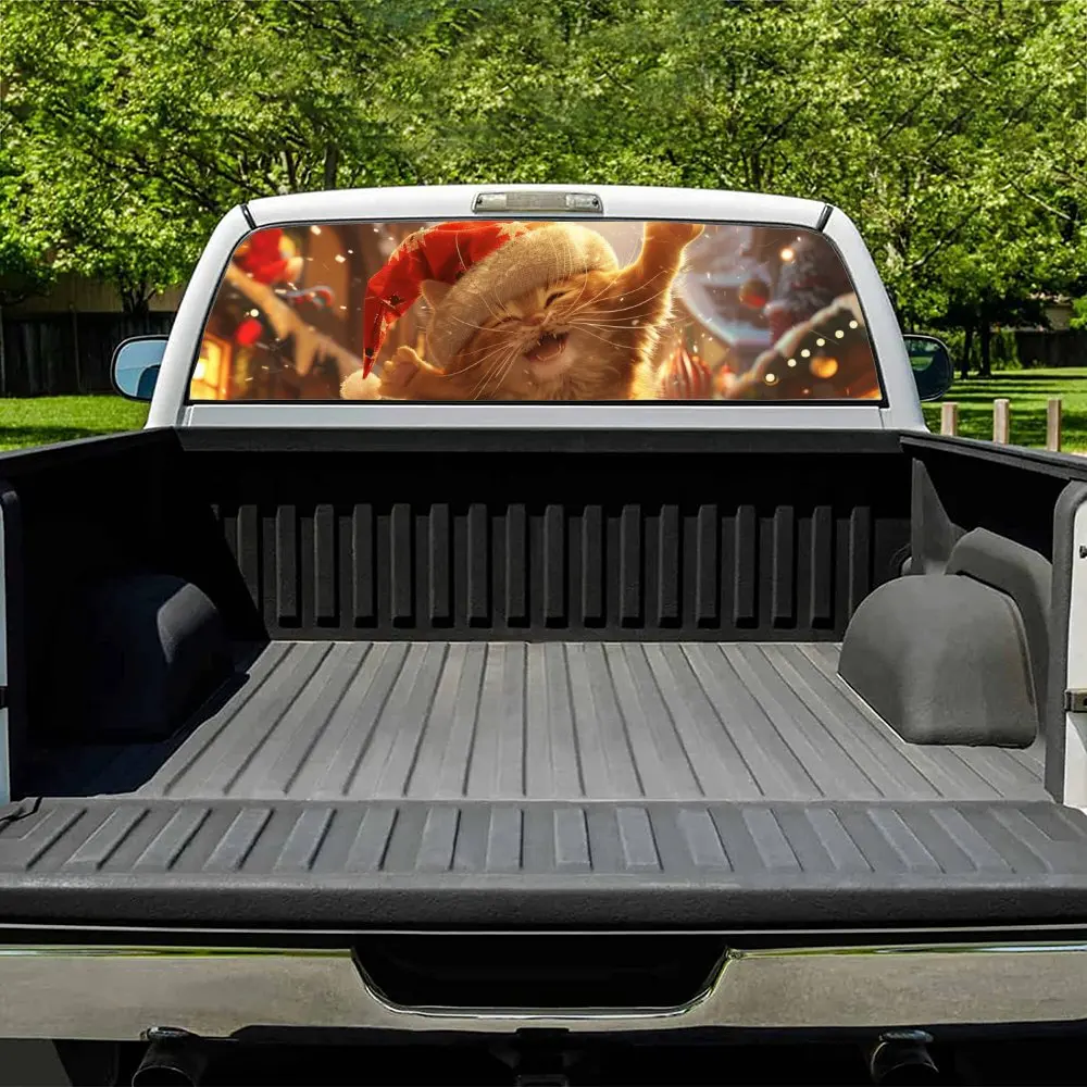 Танцующее Рождество животное кошка автомобиль наклейка на заднее лобовое стекло