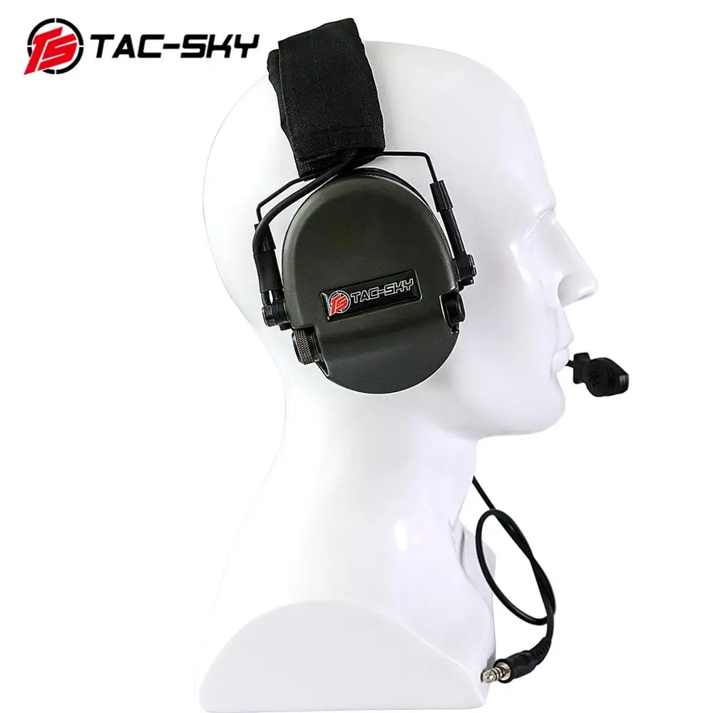 TAC-SKY Silicone Earmuffs Tactical HEADSET TEAHEADSET Hi-Threat Tier 1 Electronic Noise Cancelling Pick up Shooting Headset