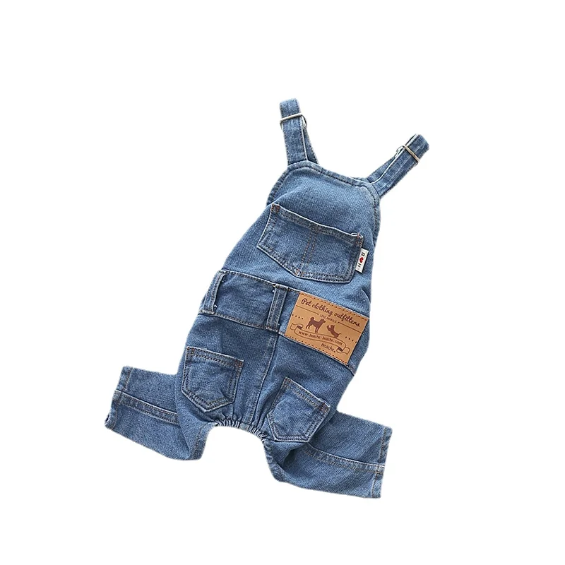 

Luxury Pet Dog Denim Jumpsuit Autumn Winter Small Medium Dog Teddy Pug Chihuahua Bichon Stretch Jeans Pet Bib Puppy Clothing