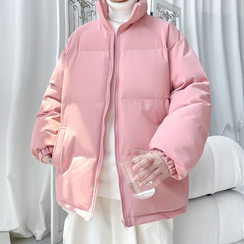 Зимняя мужская куртка теплая однотонная толстая большого размера уличная одежда