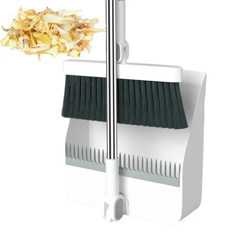 

Dust Pan And Brush Set Lobby Cleaning Brush And Dust Pan Set Clean Broom Dense Bristles Ergonomic EVA Foam Handle 180 Rotation