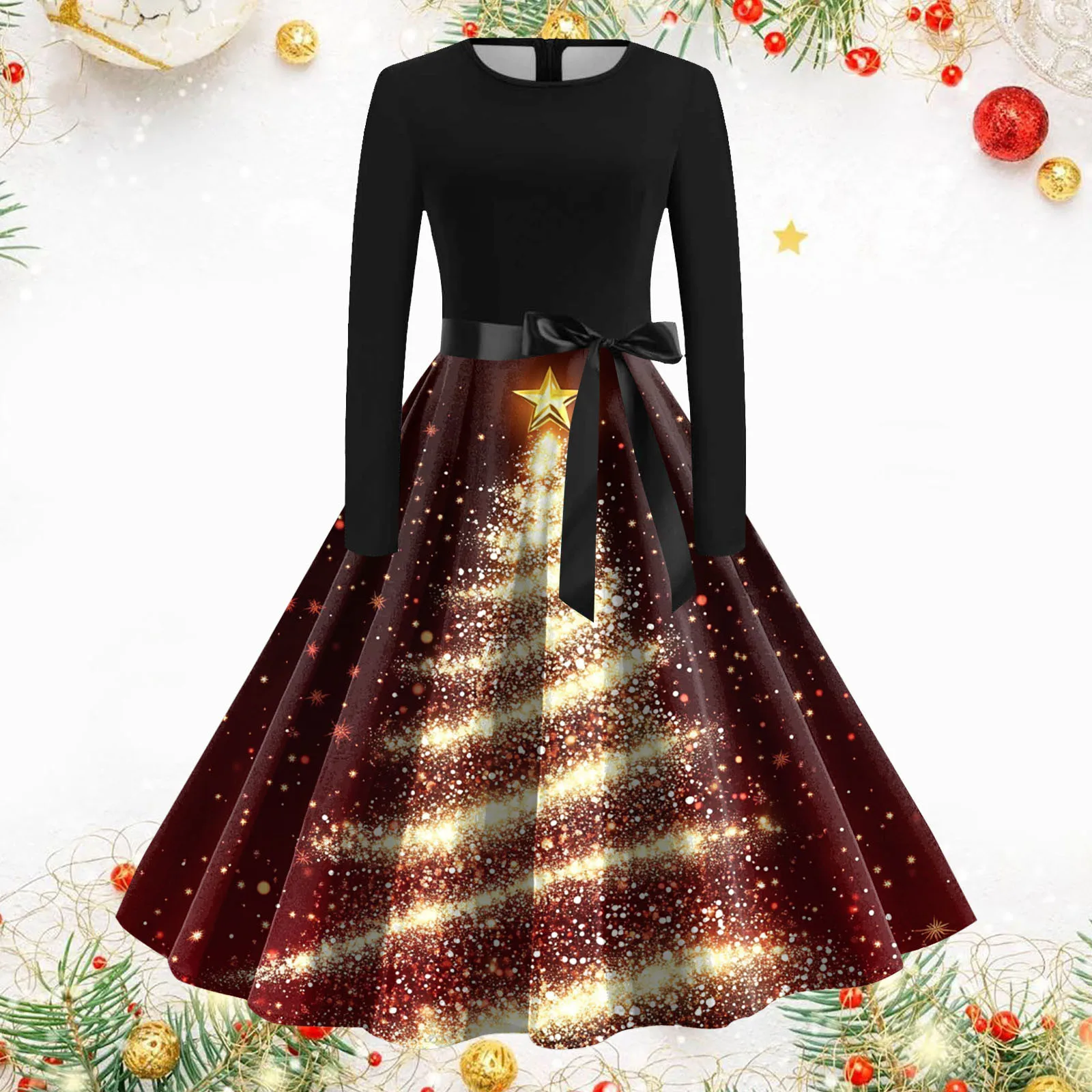 Винтажное рождественское платье для женщин рождественские костюмы зима 2025