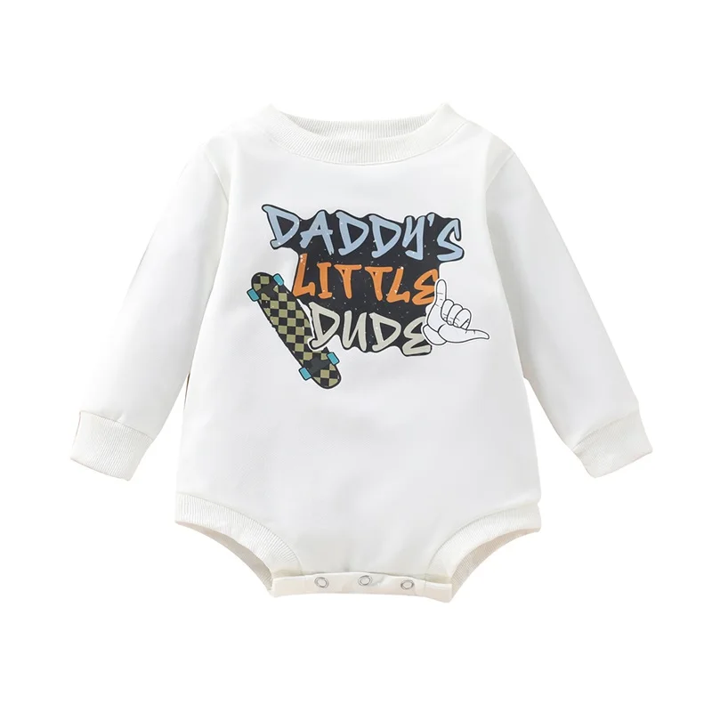 

baby clothes new born Romper Skateboard Letter Gesture Print Long Sleeve Bodysuit for Girls Boys ropa de bebe 3-24 Months