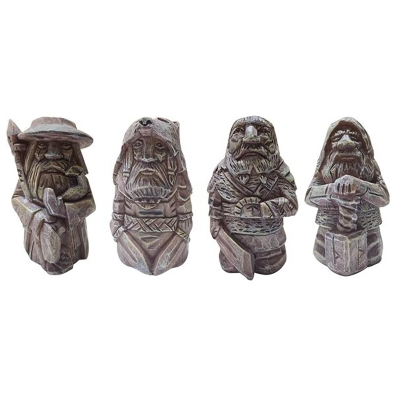 

4Pcs Barbarian Viking Statue Resin Crafts Thor Odin Tyr Ulfhednar Norse Pagan Statue Outdoor Garden Home Decoration