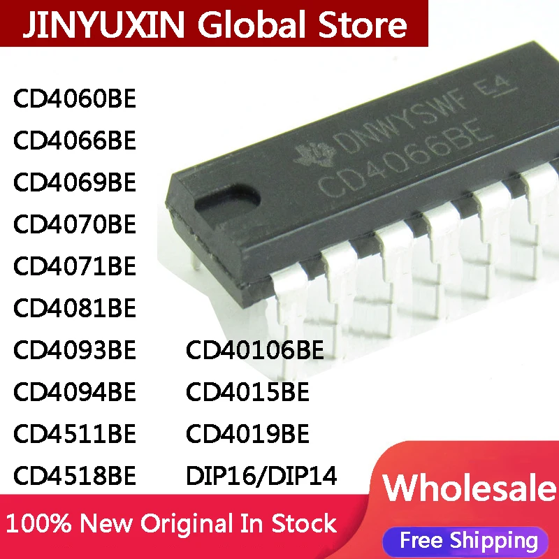 Новый чип CD4060 CD4066 CD4069 CD4070 CD4071 CD4081 CD4093 CD4094 CD4511 CD4518 CD40106 CD4015 CD4019 BE DIP16 DIP14 IC, 10 шт.