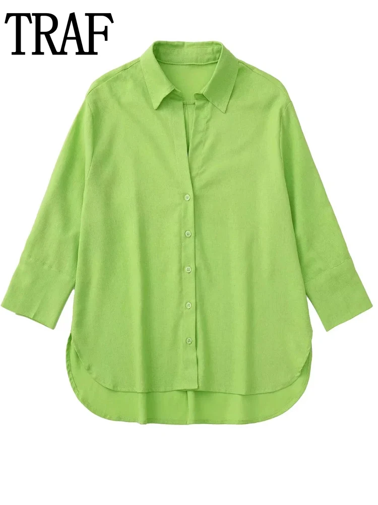 

Женская рубашка на пуговицах с воротником-стойкой, с длинным рукавом