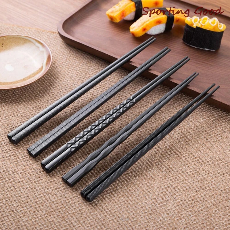 

1Pair Reusable Chopsticks Japanese Chopsticks Alloy Non-Slip Sushi Food Sticks Chop Sticks Chinese Gift Palillos Japoneses 24 Cm