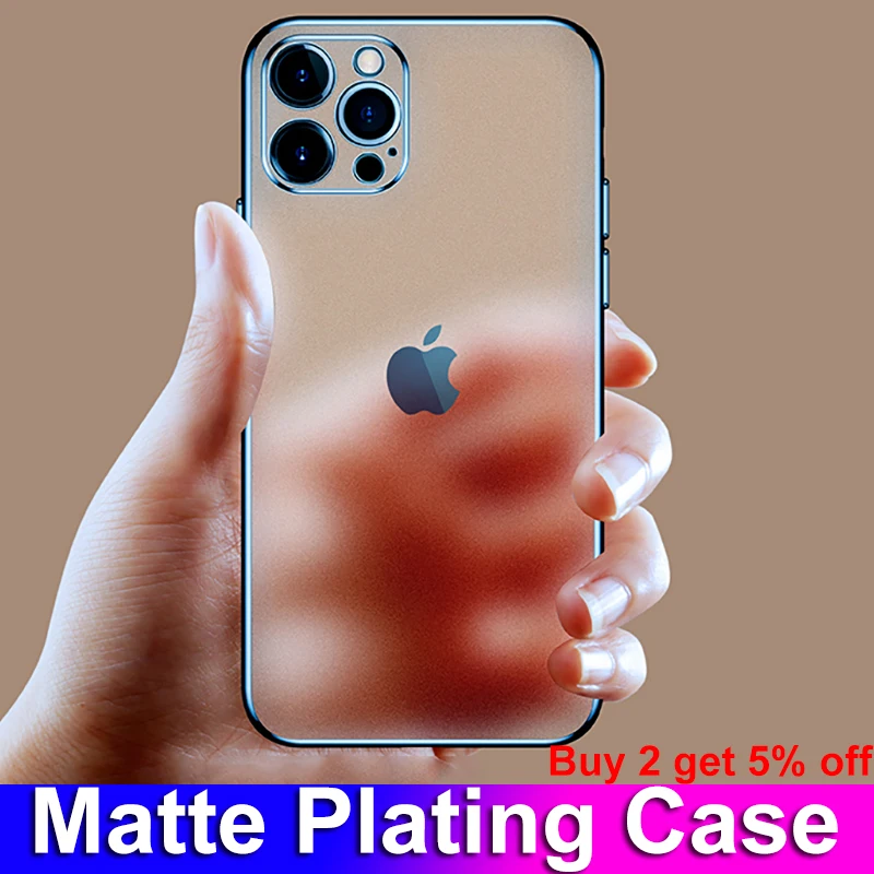 

Luxury Plating Square Frame Soft Silicone Case for iPhone 11 12 Pro Max 12 Mini XR X XS MAX 7 8 Plus Transparent Cover 13 pro