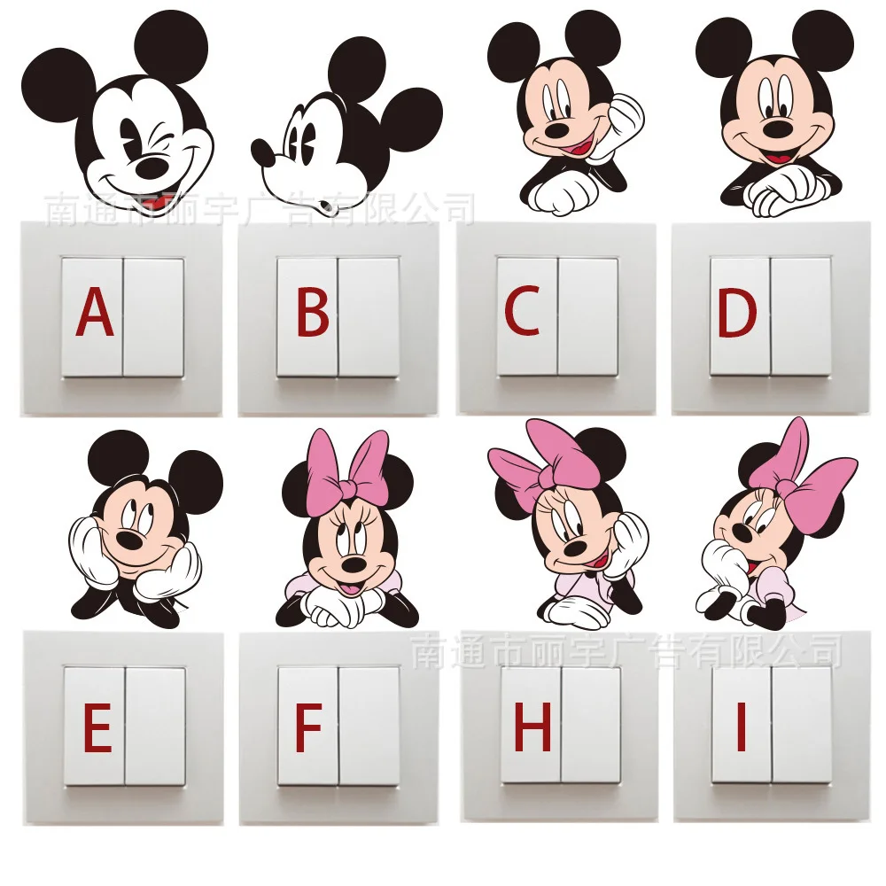 

Disney Anime Figure Mickey Minnie Mouse Switch Wall Sticker Wall Decoration for Children's Bedroom Living Room Birthday Gifts