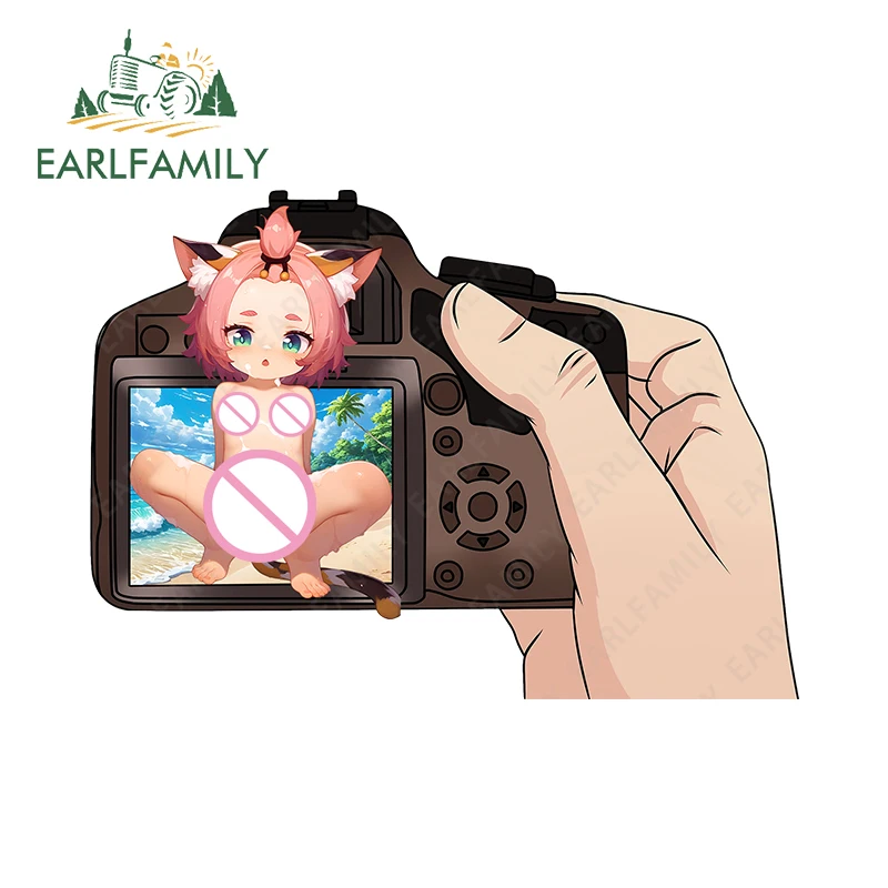 

EARLFAMILY Diona, покрывающая камерой, автомобильная наклейка Genshin Impact, багажник, оригинальная наклейка на окна, кемпер, виниловый материал, Стайлинг автомобиля