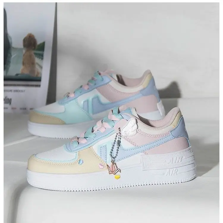 2023 new student macaroon white shoes Joker sneakers in spring and summer