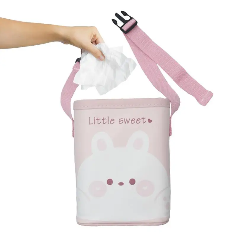 

Car Trash Can For Back Seat Universal Cartoon Printing Auto Storage Bucket PU Leather Vehicle Storage Tool For Drinks Mobile