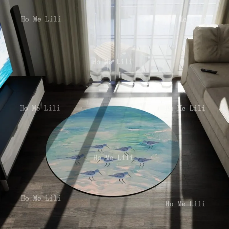 Фото Sandpipers Красивый Clearwater Beach Home 60 With My Art Is Sandpiper Прибрежный коврик Птица Круглый коврик из синели №2