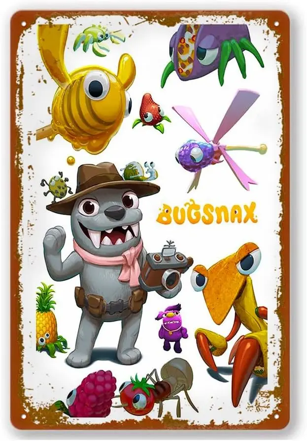 Забавный винтажный жестяной знак Bugsnax Gamemetal оловянные знаки для дома спальни