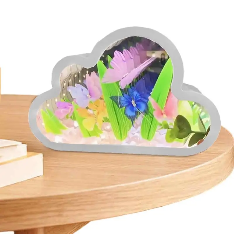 

Cloud Mirror Night Light 2 In 1 Butterfly Mirror Decorative Light Multifunctional DIY Butterfly Decor Handmade Decor For Desk