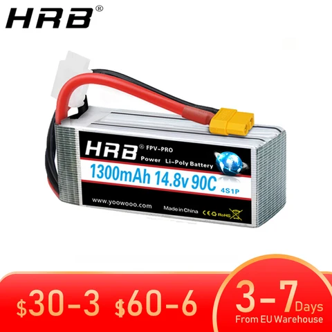HRB батарея Lipo 2S 3S 1300mah 4S 5S 6S 1500mah 1800mah 2200mah 2600mah 7,4 V 11,1 V 14,8 V 18,5 V 22,2 V для Дронов FPV самолетов
