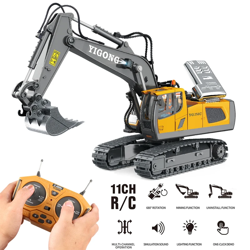

RC Car 2.4G 1:20 11 Channels RC Excavator Dump Trucks Bulldozer Alloy Plastic Engineering Vehicle Electronic Toys For Kids Boy