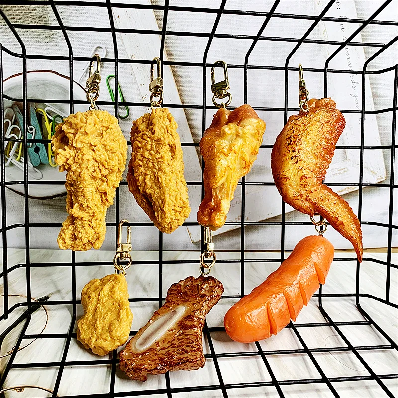 

Simulated Food Key Chain for Key Charms Accessories Creative Fried Chicken Drumsticks Pendant for Bag Hanging Supplies 2022 New