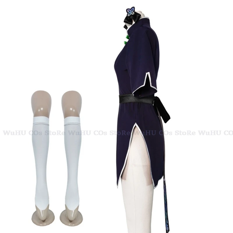 Аниме Синий Архив Косплей Sunonara Syunn Chilhood Костюм Темно-Синее Платье Cheongsam Заколки Halo