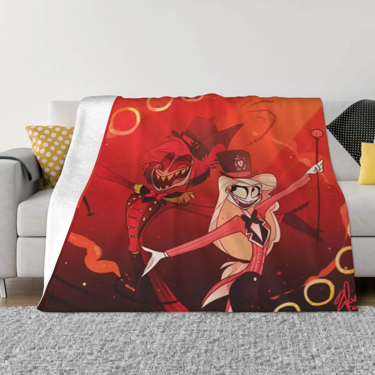 Одеяло аниме Шарлотта из мультфильма Hazbin Hotels бархатное всесезонное