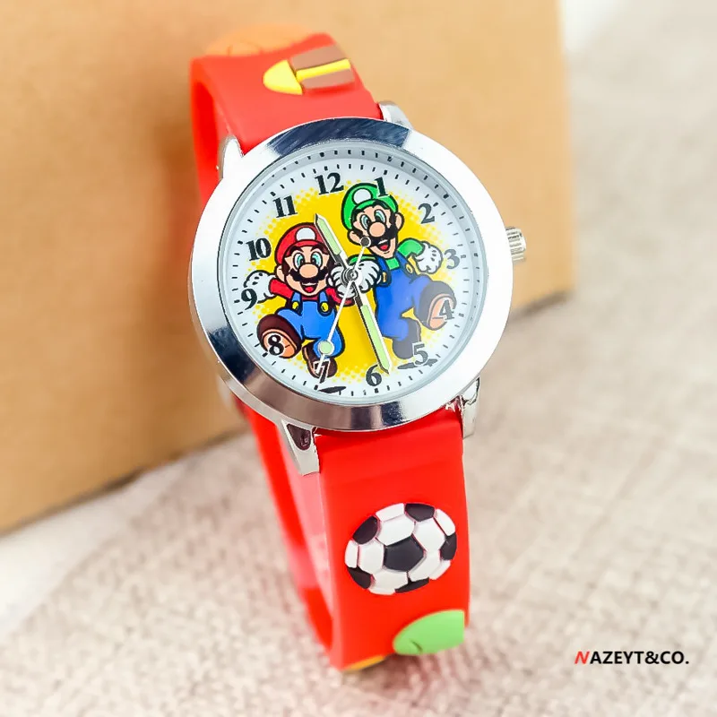 Fashion Cute Super Mario Series Children's Watch Quartz Stone Electronic Children's Creative Watch Football Silicone Strap Gifts images - 6