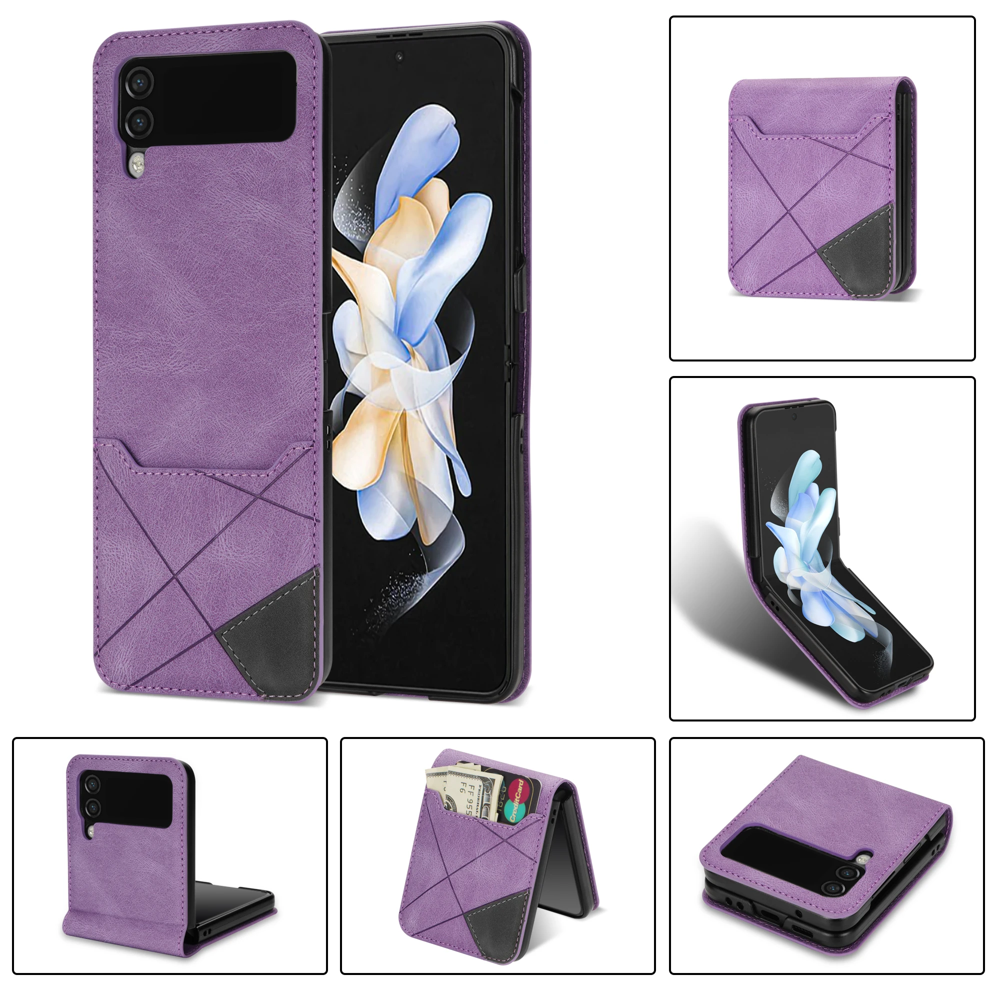 

Противоскользящий кожаный чехол-бумажник с отделениями для карт для Samsung Galaxy Z, флип 3, флип, флип, 4 дюйма, противоударный чехол-накладка для телефона Z Flip4 Flip3