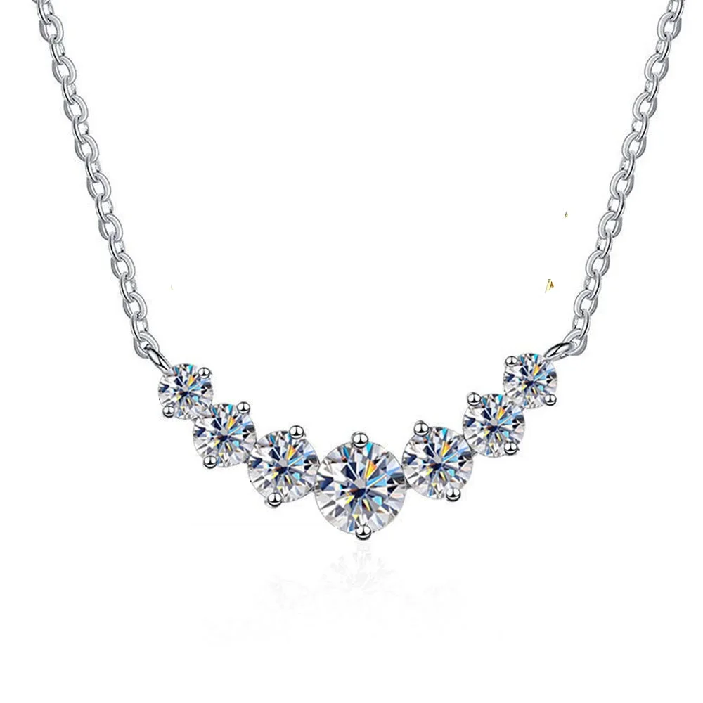 

Moissanite Necklace For Woman Wedding Fine Jewely With Certificates 925 Sterling Sliver Plated 18k White Gold Necklace